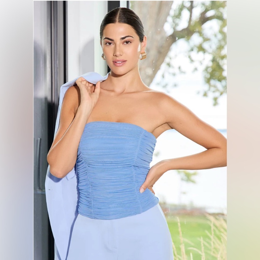 Shirred Mesh Tube Top